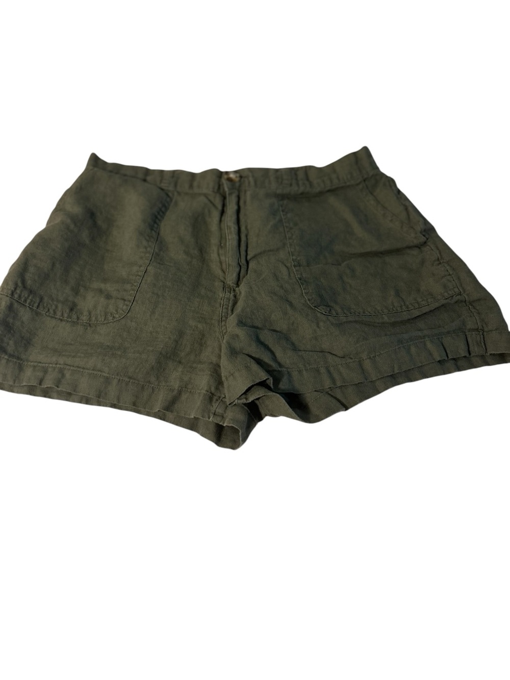 C&C California Olive High Waist Linen-Blend Shorts